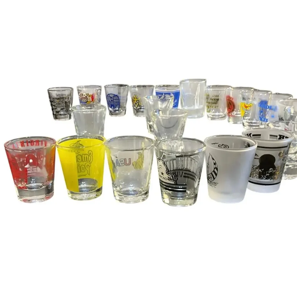 Lot of 23 Assorted Shot Glasses Souvenir Beer Barware Collection